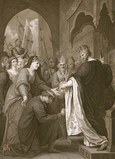 La sottomissione di P. John a Riccardo I, inciso da J. Stow, illustrazione dalla 